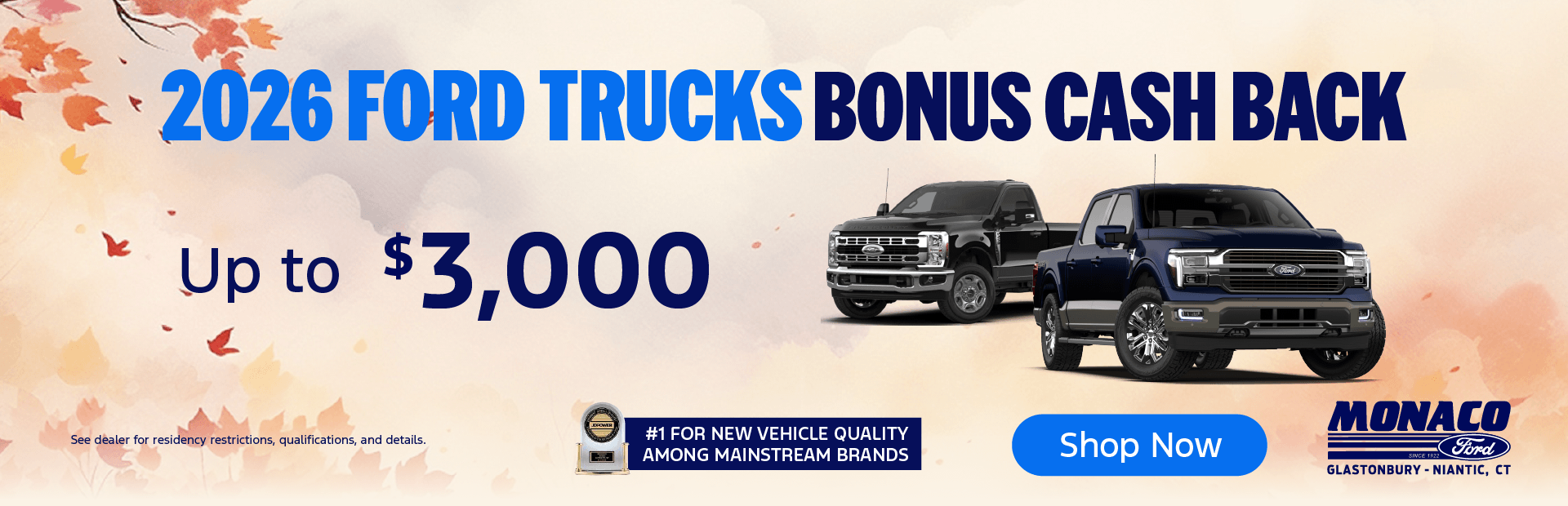 Up to $3,000 Bonus Cash Back at Monaco Ford!
