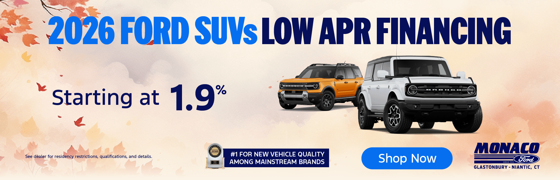 Low APR Financing Starting at 1.9% at Monaco Ford!
