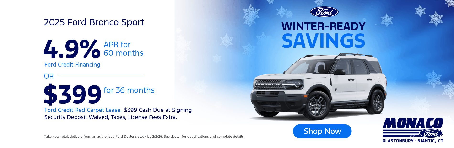 2025 Ford Bronco Sport Lease Special!